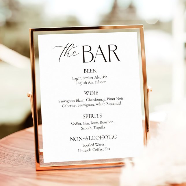 Poster Bar Simples de Casamento Negro e Branco (Criador carregado)