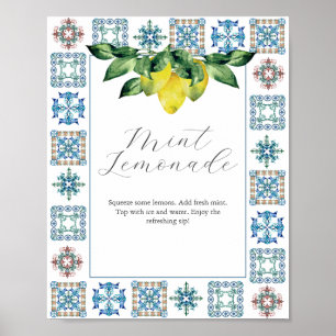 Poster Bar - Sinal Limões e Azulejo Azul Amalfi