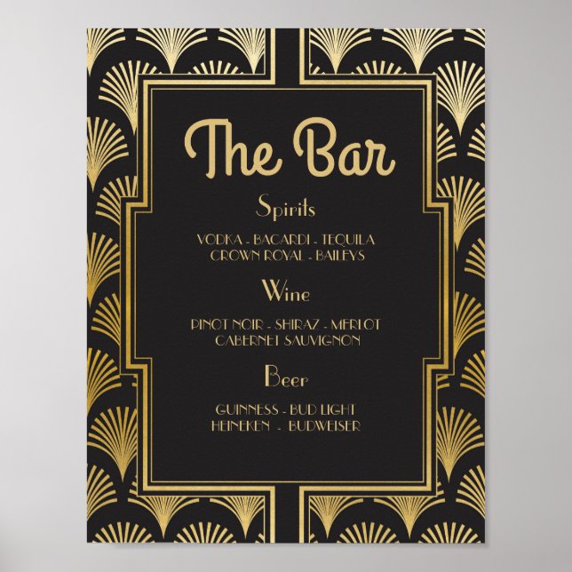 Poster Bar Sinal Recepção de casamento 1920 2000 Art Deco (Frente)