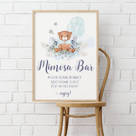 Poster Bar Teddy Bear Mimosa, Trendy Blue