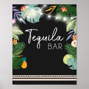 Poster Bar Tequila Luau Sinal de Chá Tropical de Aniversá