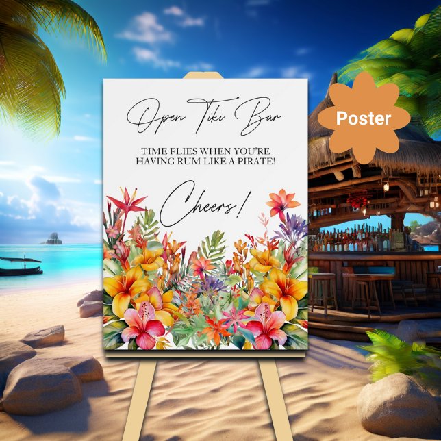 Poster Bar Tiki Tropical Luau (Criador carregado)