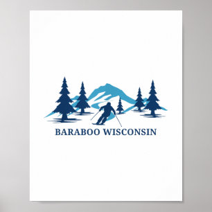 Poster Baraboo Wisconsin Ski Resort Skiing Skier T-shirt_
