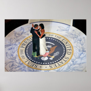 Póster Barack e Michelle Obama que dança a bola inaugura