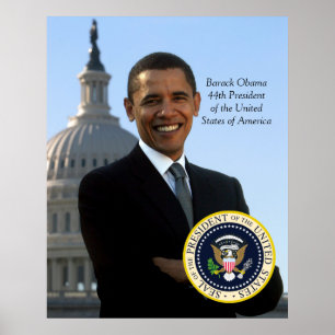 Póster Barack Obama 44 Pres Portrait & Official Pres Seal