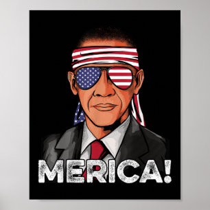 Poster Barack Obama Camisa Bandeira Americana Pulseia Usa