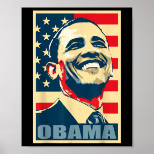 Poster Barack Obama Presidente 44 American Flag Happy Dem