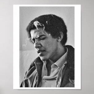 Poster Barack Obama Retro Vintage Young Obama Fumando em