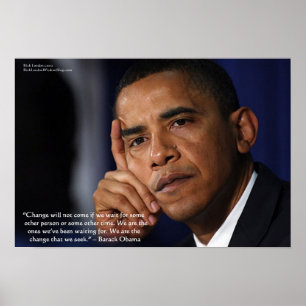 Poster Barack Obama Sobre "Mudança" Citação de Sabedoria 