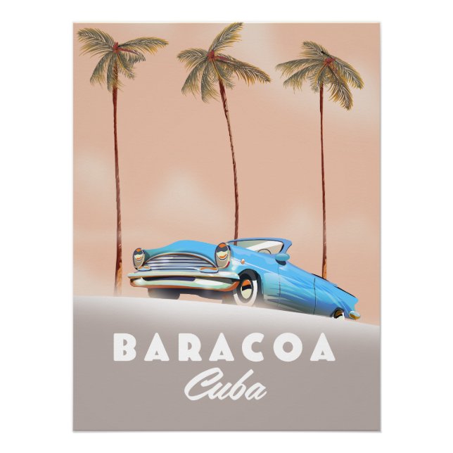 Póster Baracoa Cuba Carro Antigo (Frente)
