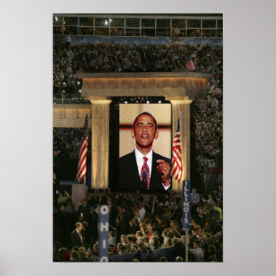 Poster Barak Obama fala na última noite do