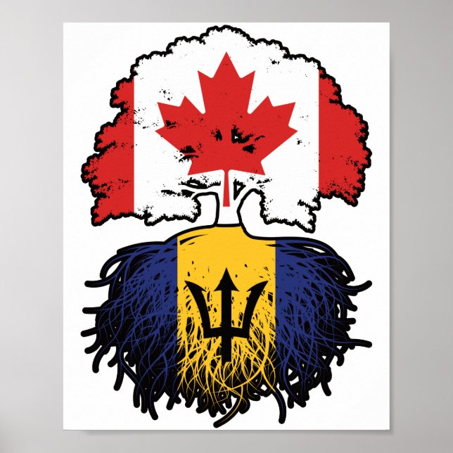 Poster Barbados Barbadiana Canada Tree Roots Flag (Frente)