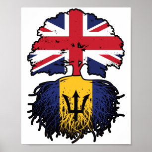 Poster Barbados Barbadiano British Tree Roots Flag