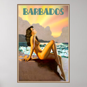 Poster Barbados Índias Ocidentais Britânicas Praia do Car