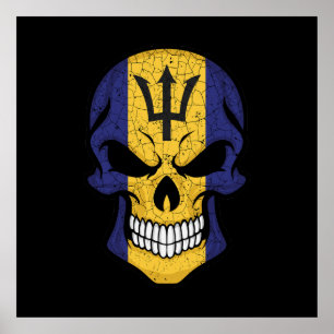 Poster Barbados Smiling Skull Flag