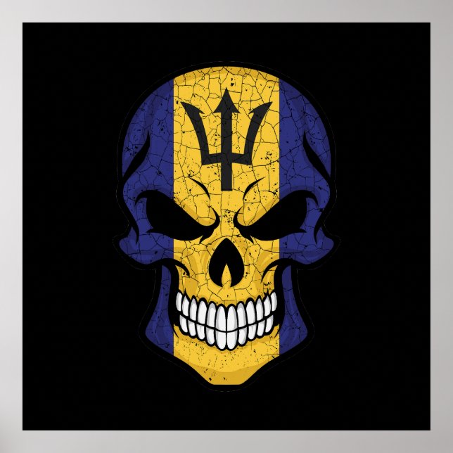 Poster Barbados Smiling Skull Flag (Frente)
