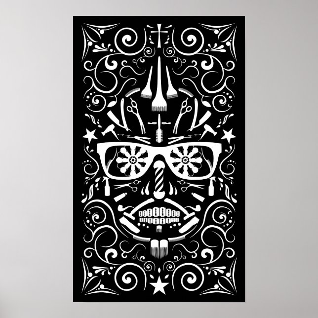 Póster barbearia dia de los muertos (Frente)