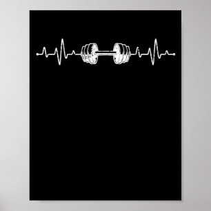 Poster Barbell Weighthing Heartbeat Bodybuilding