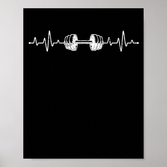 Poster Barbell Weighthing Heartbeat Bodybuilding (Frente)