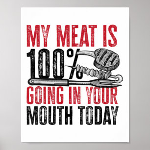 Poster Barbeque De churrasco - A Minha Carne Vai 100% Na