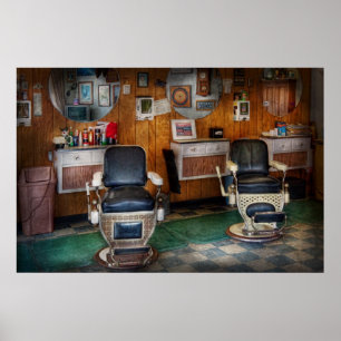 Poster Barber - Frenchtown, NJ - Two old barber chairs