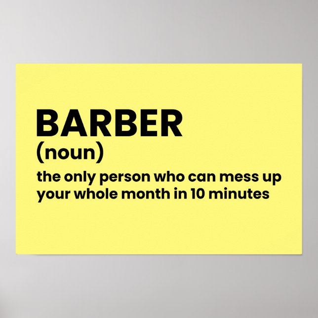 Poster Barber Funny Definition Wall Art (Frente)