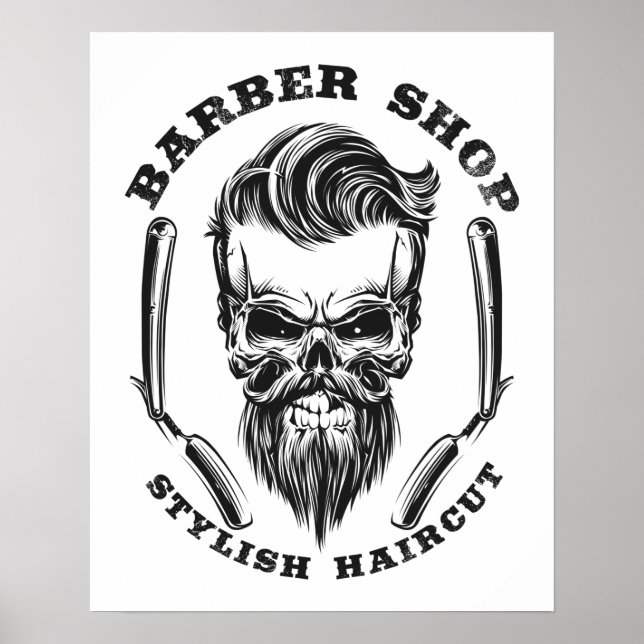 Poster Barbershop Skull (Frente)