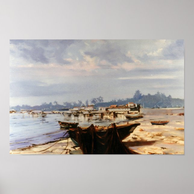 Póster Barca en la playa (Frente)