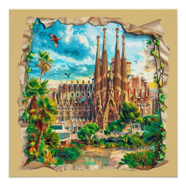 Póster Barcelona, Espanha (Frente)