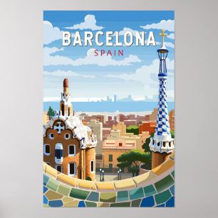 Poster Barcelona Espanha Art Vintage