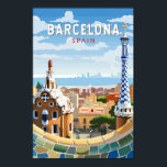 Poster Barcelona Espanha Art Vintage<br><div class="desc">Design de viagem de vetor de Barcelona. Barcelona,  a capital cosmopolita da Catalunha da Espanha,  é conhecida pela sua arte e arquitetura.</div>