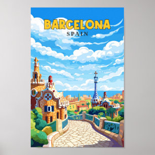 Poster Barcelona Espanha Art Vintage