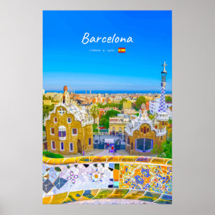 Poster Barcelona, Espanha - Parque Güell Mosaico Gaudí