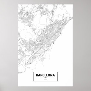 Póster Barcelona, Espanha (preto no branco)