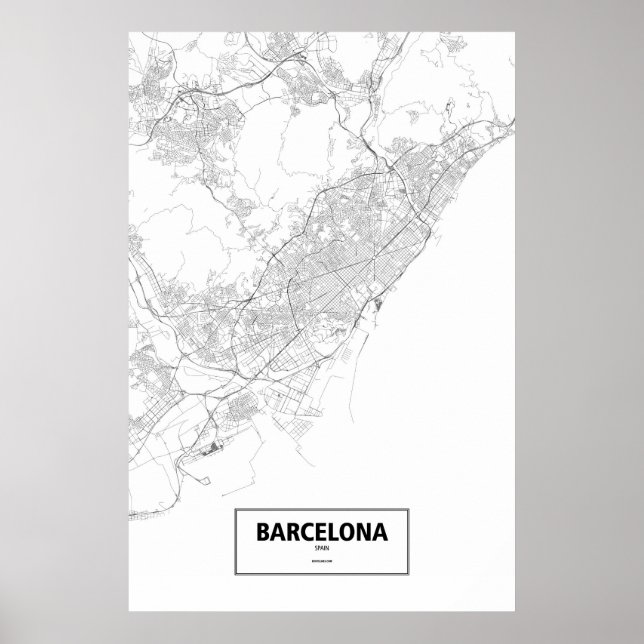 Póster Barcelona, Espanha (preto no branco) (Frente)