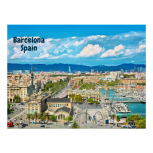 Póster Barcelona, Espanha Vista da Cidade Bonita