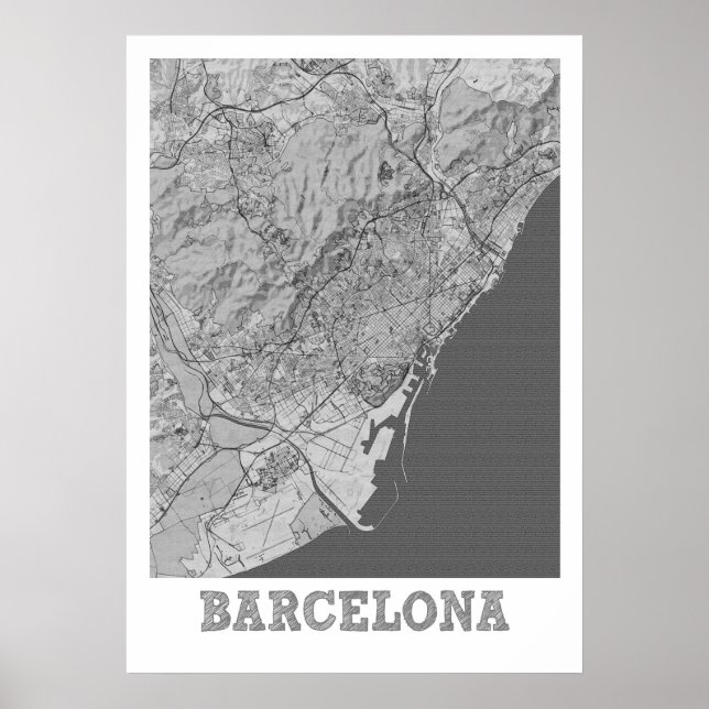 Poster Barcelona - Mapa da Cidade do Lápis Espanha (Frente)