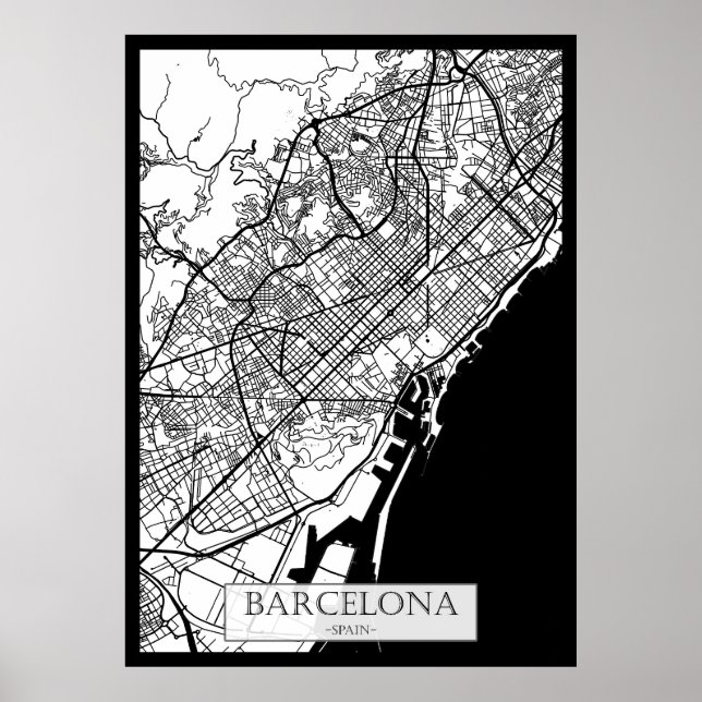 Poster Barcelona Spain City Map (Frente)
