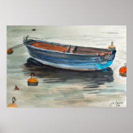 Poster Barco a Remo Arte Náutica Aquarela