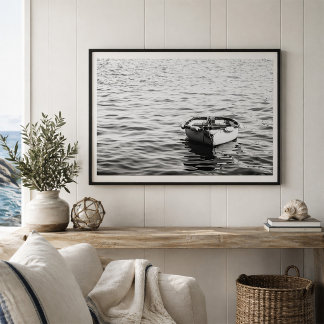Poster Barco a Remo em Água Tranquila Náutica Minimalista