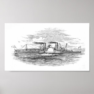 Póster Barco a vapor 1854 de Mississippi