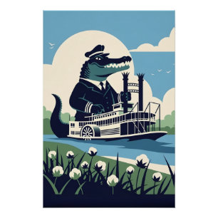 Póster Barco a vapor legal da Louisiana