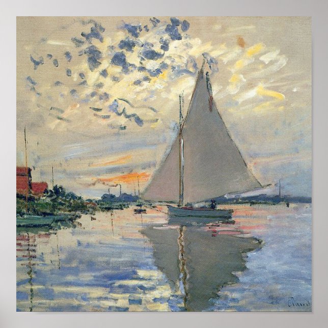 Póster Barco à Vela de Monet Impressionismo Francês Arte  (Frente)