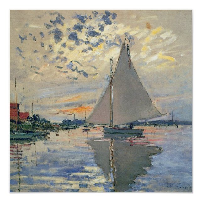 Póster Barco à Vela de Monet Impressionismo Francês Arte  (Frente)