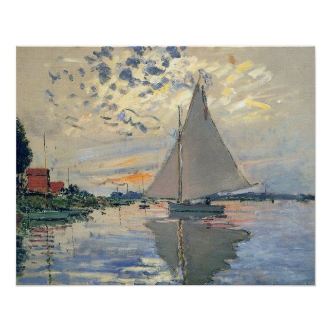 Póster Barco à Vela de Monet Impressionismo Francês Arte  (Frente)