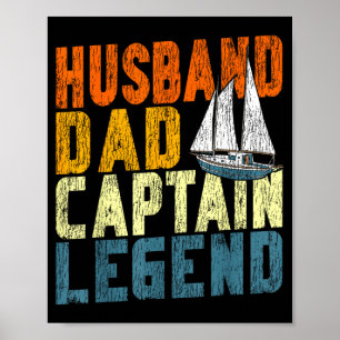 Poster Barco à vela retro vintage marido pai capitão