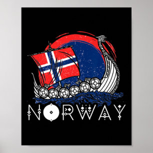 Poster Barco Bandeira Norueguesa Noruega Navio Viking Org