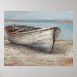 Poster Barco Branco na Costa