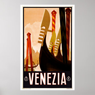 Poster Barco da gôndola de Venezia Italia das viagens