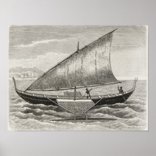 Póster Barco das Ilhas Mortlock com lança